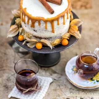Carrot Cake with Mascarpone Frosting and Chai Caramel and Tea Tasting at Twinings