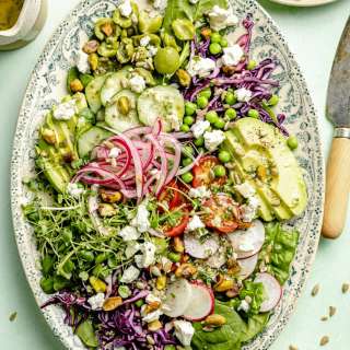 Everything Spring Green Salad with Lemon Basil Vinaigrette