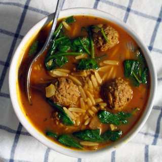 Italian Spinach, Orzo, and Meatball Soup