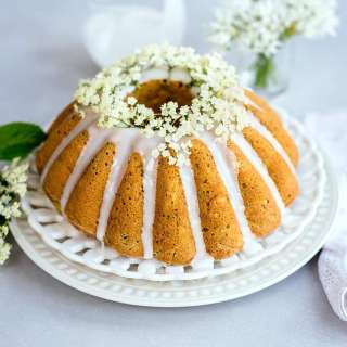 Zucchini Coconut Bundt Cake with Elderflower Glaze