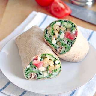 Mediterranean Chickpea and Feta Salad Wrap with Creamy Greek Dressing