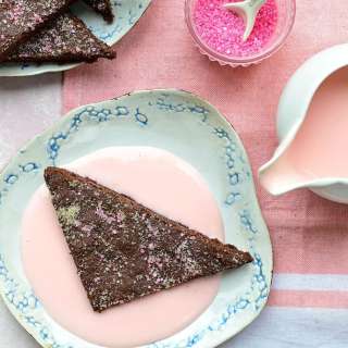 School Days Chocolate Concrete with Pink Custard
