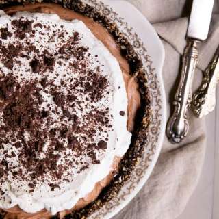 Deep Dish French Silk Pie with Hazelnut Oreo Cookie Crust