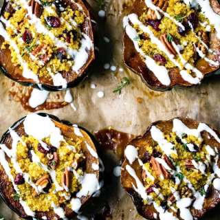 Cranberry Pecan Quinoa Stuffed Acorn Squash