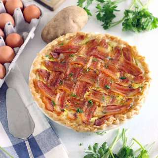 Make Ahead Breakfast Pie with Lattice Bacon Crust