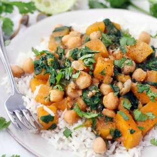 Moroccan Butternut Squash, Chickpea, and Spinach Stew
