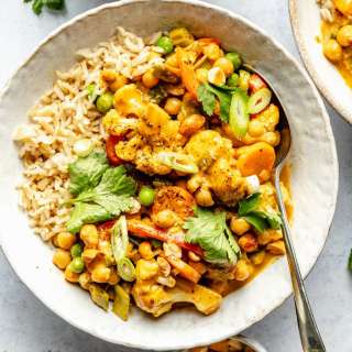 Thai Peanut Coconut Cauliflower Chickpea Curry