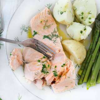 Perfect Poached Salmon with Chive Butter