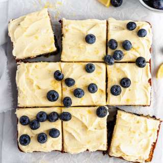 Lemon Blueberry Zucchini Cake with Lemon Frosting