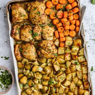 Sheet Pan Kickin’ Curry Honey Mustard Chicken & Veggies