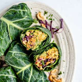 Vegan Curry Chickpea Salad Collard Wraps