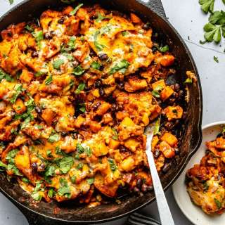 Butternut Squash and Black Bean Enchilada Skillet