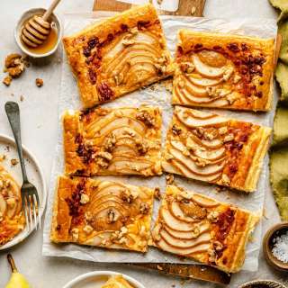 Pear, Walnut & Cheddar Puff Pastry Tart