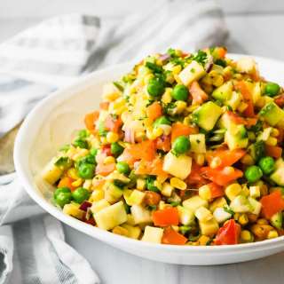 Summertime Chopped Veggie Salad with Creamy Shallot Vinaigrette
