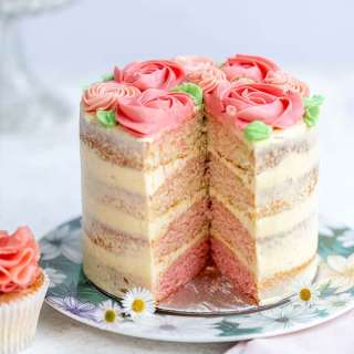 Pink Ombre Cake with Mock Swiss Buttercream Frosting