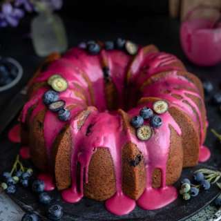 Blueberry bundt cake with blueberry lemon glaze
