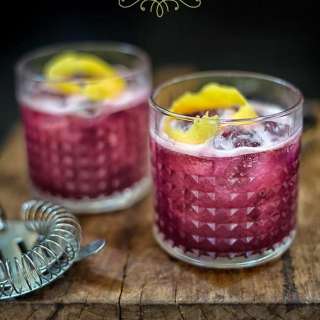 Blueberry gin sour cocktail