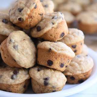 Mini Banana Chocolate Chip Muffins {Whole Grain}