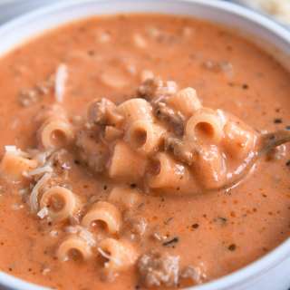 Creamy Beef and Tomato Noodle Soup