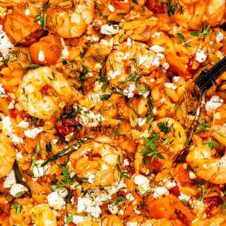 Shrimp Orzo With Feta and Tomatoes