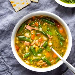 Ham Vegetable Barley Soup with Pistou