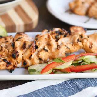 Almond Coconut Milk Chicken Satay with Quick Cucumber Salad
