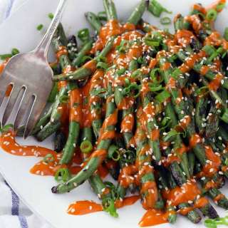 Grilled Green Beans with Gochujang Mayo