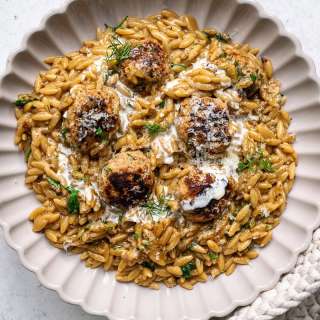 One Pot Swedish Meatballs with Orzo