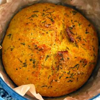 Pumpkin No Knead Bread with Rosemary and Olive Oil