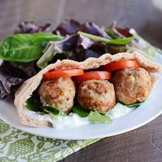 Greek Meatball Stuffed Pitas with Easy Tzatziki Sauce