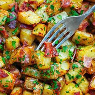 Air Fryer Breakfast Potatoes with Honey and Bacon