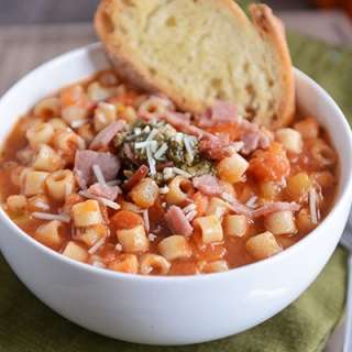 Winter Minestrone Soup with Garlic Bruschetta