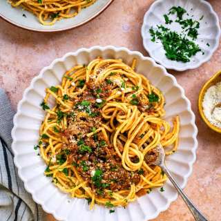 Greek spaghetti with meat sauce