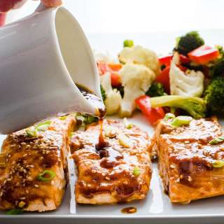 Hoisin Maple Glazed Salmon with Vegetables