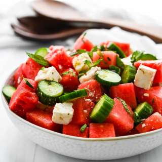 Watermelon Cucumber Salad with Honey Lime Dressing