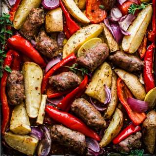 Greek Sausage Sheet Pan Dinner