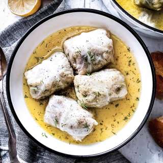 Greek Stuffed Cabbage Rolls - Lahanodolmades Avgolemono