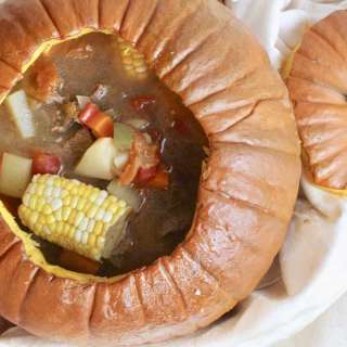 Argentinian Carbonada e Zapallo (Beef stew in a Roasted Pumpkin Shell)