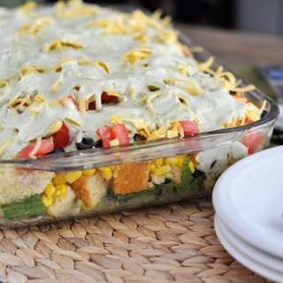 Mexican Cornbread Layered Salad