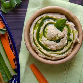 Hummus with Basil Cilantro Oil
