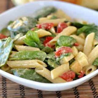 Smoked Mozzarella and Penne Spinach Salad