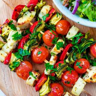 Vegetable and Halloumi Kebabs
