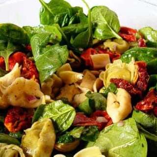 Tortellini Spinach Salad with Balsamic-Tomato Vinaigrette