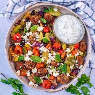 Lamb Meatball Traybake