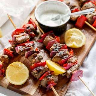 Greek Lamb Souvlaki with a Garlic Yogurt Dip