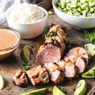 Grilled Thai Pork Tenderloin with Coconut Lime Peanut Sauce