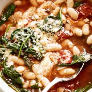 10-Minute Parmesan White Bean Soup with Spinach