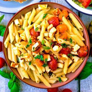 Halloumi Pasta with Roasted Tomatoes