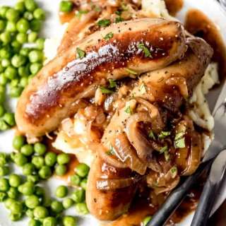 Bangers and Mash with Onion Gravy