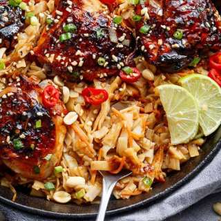 One Pot Thai Chicken Thighs + Noodles